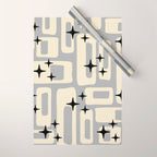 Retro Mid Century Modern Abstract Pattern 576 Gray Black Wrapping Paper Gallery Image 1