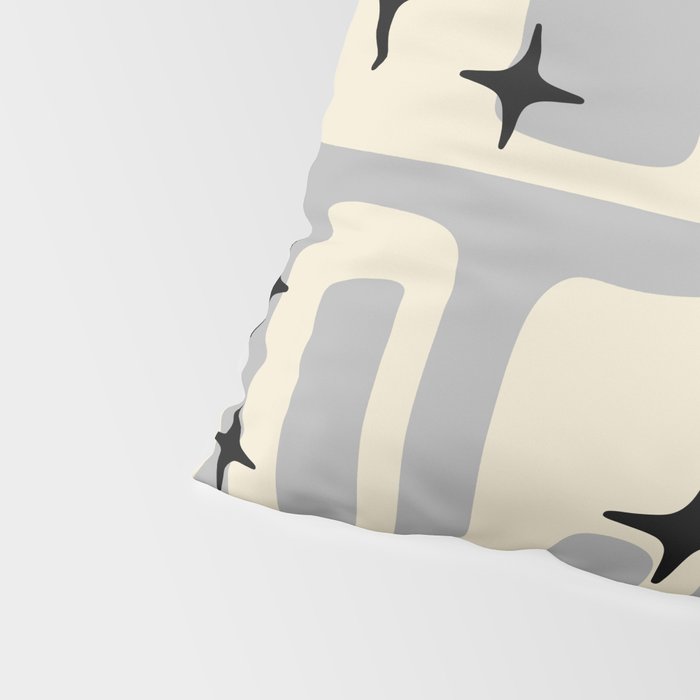 Retro Mid Century Modern Abstract Pattern 576 Gray Black Pillow Sham Gallery Image 4
