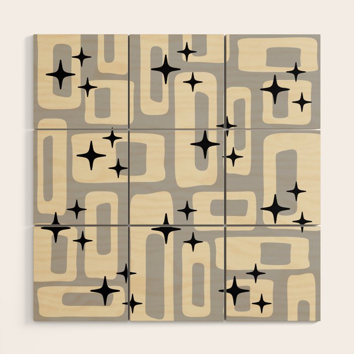 Retro Mid Century Modern Abstract Pattern 576 Gray Black Wood Wall Art Gallery Image 1