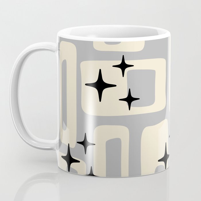 Retro Mid Century Modern Abstract Pattern 576 Gray Black Coffee Mug Gallery Image 3
