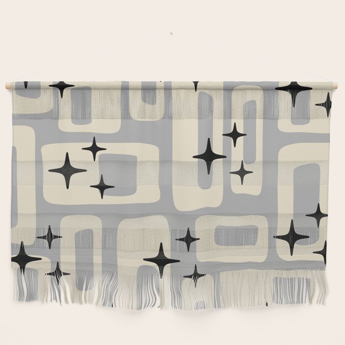 Retro Mid Century Modern Abstract Pattern 576 Gray Black Wall Hanging Gallery Image 1