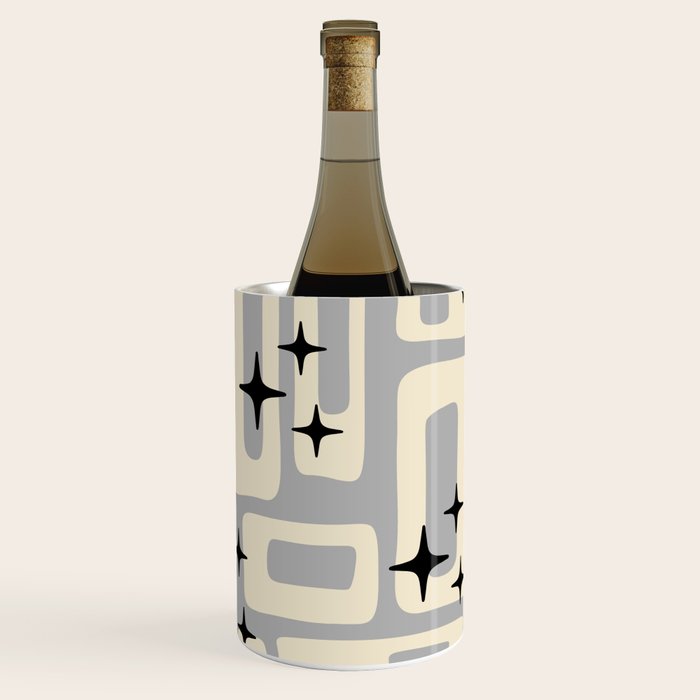 Retro Mid Century Modern Abstract Pattern 576 Gray Black Wine Chiller Gallery Image 3