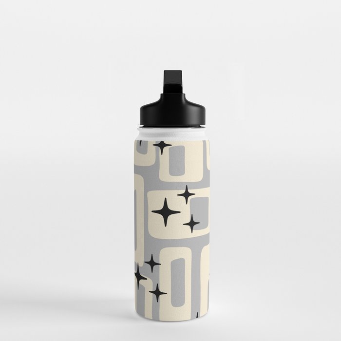 Retro Mid Century Modern Abstract Pattern 576 Gray Black Water Bottle Gallery Image 3