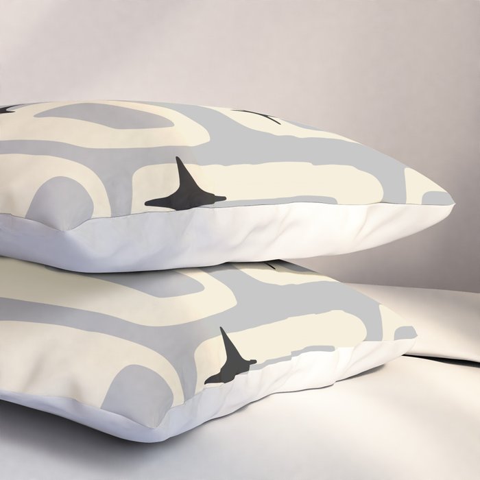 Retro Mid Century Modern Abstract Pattern 576 Gray Black Pillow Sham Gallery Image 3