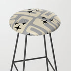 Retro Mid Century Modern Abstract Pattern 576 Gray Black Stool Gallery Image 2