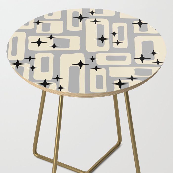 Retro Mid Century Modern Abstract Pattern 576 Gray Black Side Table Gallery Image 2