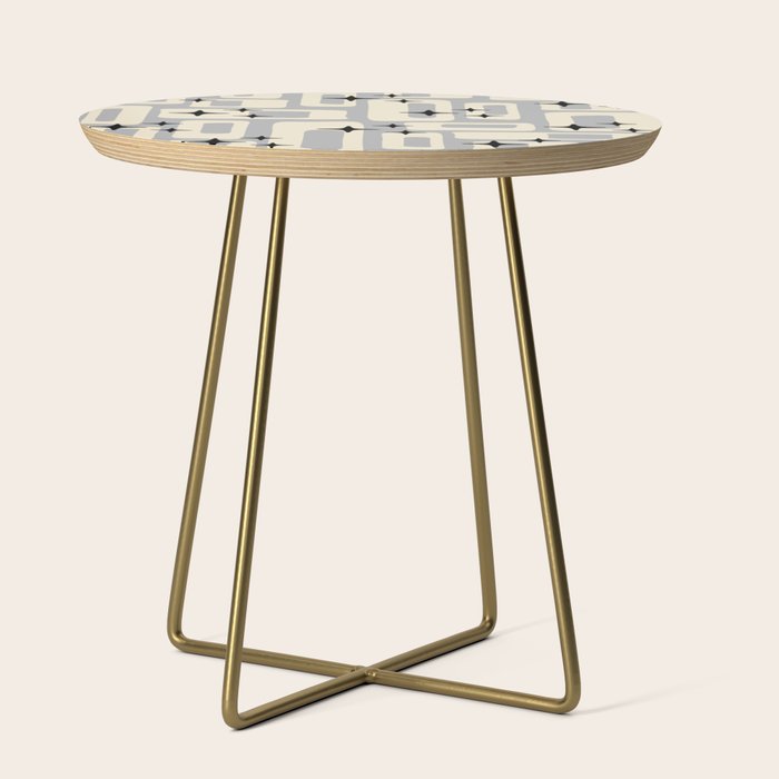Retro Mid Century Modern Abstract Pattern 576 Gray Black Side Table Gallery Image 1
