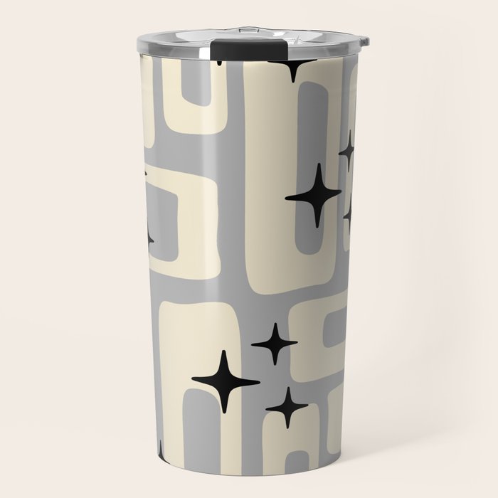 Retro Mid Century Modern Abstract Pattern 576 Gray Black Travel Mug Gallery Image 1