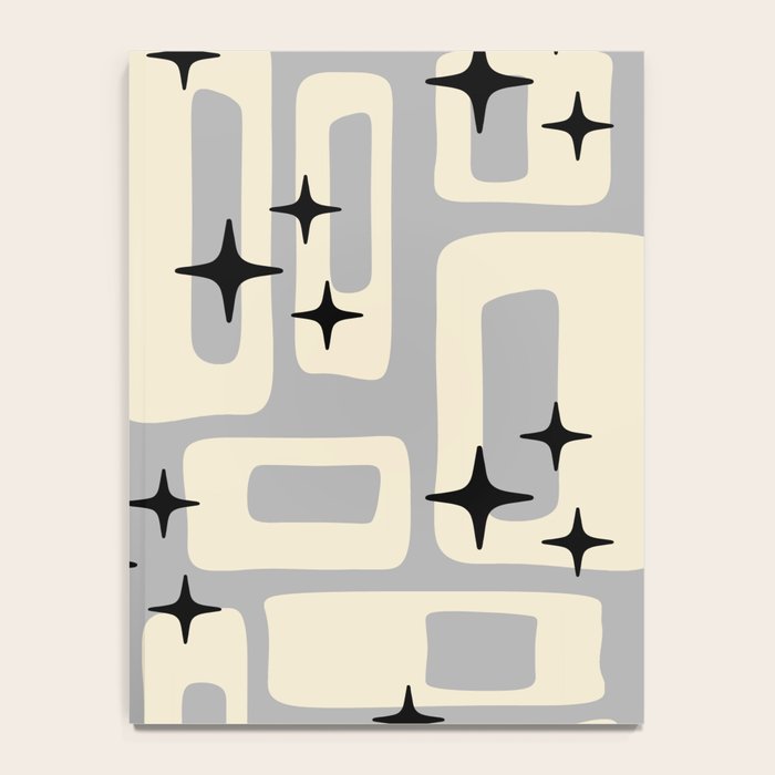 Retro Mid Century Modern Abstract Pattern 576 Gray Black Notebook Gallery Image 4
