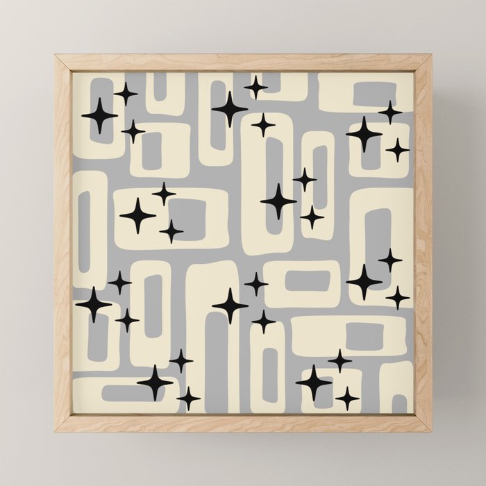 Retro Mid Century Modern Abstract Pattern 576 Gray Black Mini Art Print Gallery Image 1