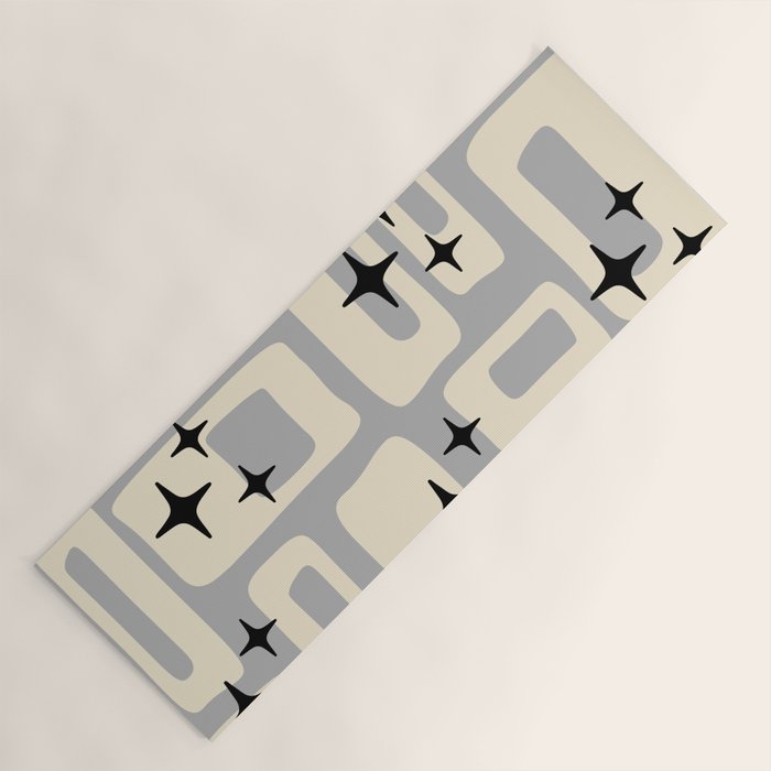 Retro Mid Century Modern Abstract Pattern 576 Gray Black Yoga Mat Gallery Image 1