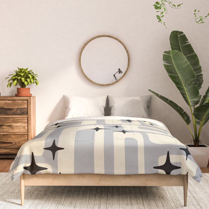 Retro Mid Century Modern Abstract Pattern 576 Gray Black Comforter Gallery Image 3