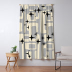 Retro Mid Century Modern Abstract Pattern 576 Gray Black Window Curtain Gallery Image 5