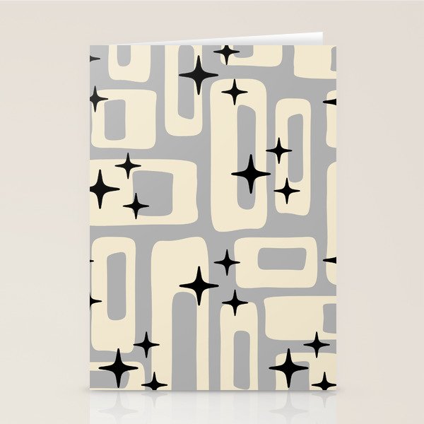 Retro Mid Century Modern Abstract Pattern 576 Gray Black Stationery Card Gallery Image 2
