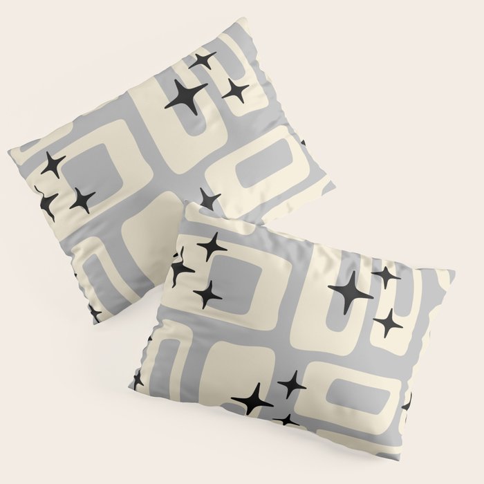 Retro Mid Century Modern Abstract Pattern 576 Gray Black Pillow Sham Gallery Image 3
