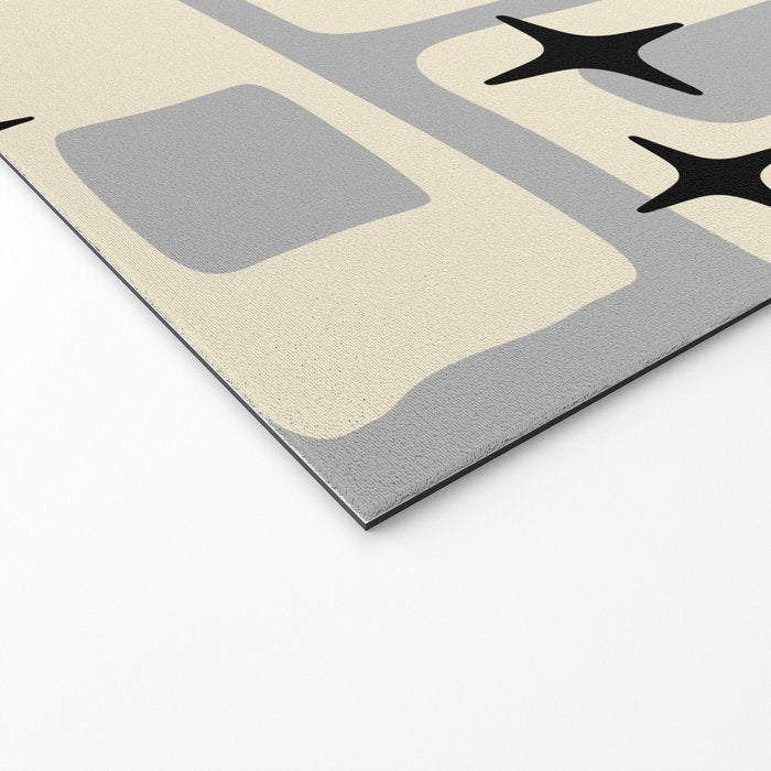 Retro Mid Century Modern Abstract Pattern 576 Gray Black Welcome Mat Gallery Image 2