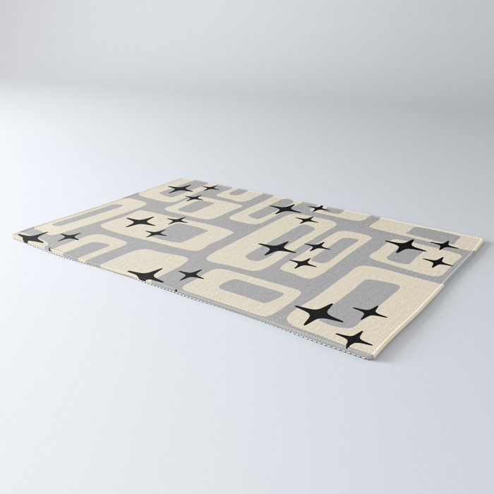 Retro Mid Century Modern Abstract Pattern 576 Gray Black Rug Gallery Image 3