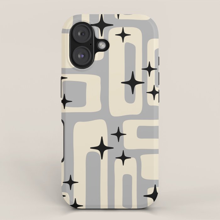 Retro Mid Century Modern Abstract Pattern 576 Gray Black iPhone Case Gallery Image 1
