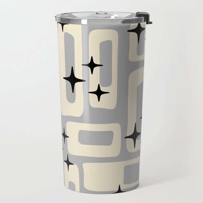 Retro Mid Century Modern Abstract Pattern 576 Gray Black Travel Mug Gallery Image 2