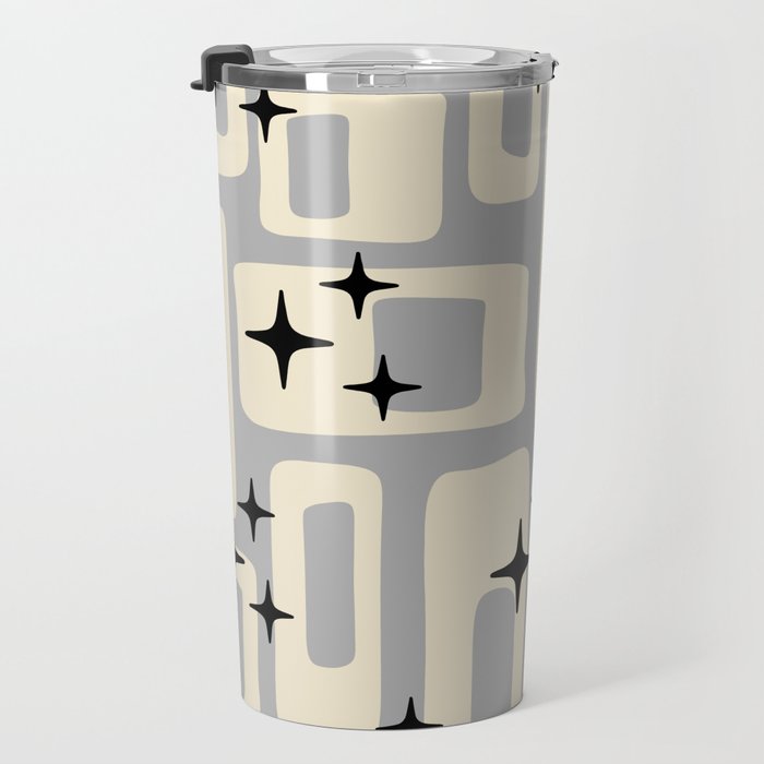Retro Mid Century Modern Abstract Pattern 576 Gray Black Travel Mug Gallery Image 3
