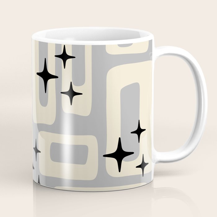 Retro Mid Century Modern Abstract Pattern 576 Gray Black Coffee Mug Gallery Image 1