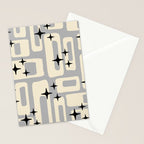 Retro Mid Century Modern Abstract Pattern 576 Gray Black Stationery Card Gallery Image 2