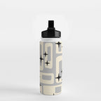 Retro Mid Century Modern Abstract Pattern 576 Gray Black Water Bottle Gallery Image 2