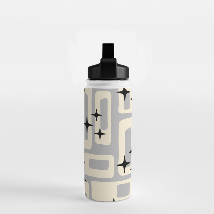 Retro Mid Century Modern Abstract Pattern 576 Gray Black Water Bottle Gallery Image 2