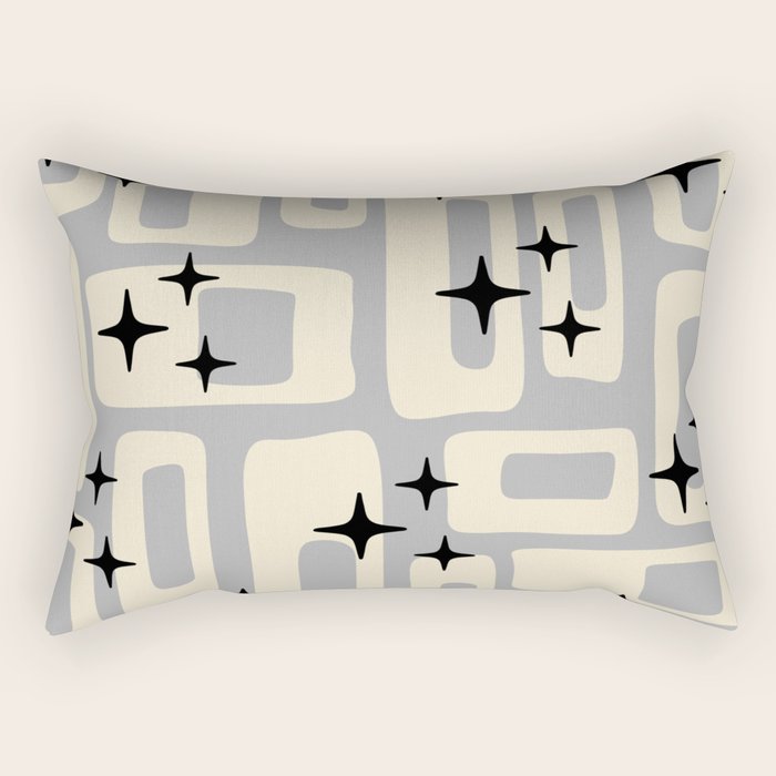 Retro Mid Century Modern Abstract Pattern 576 Gray Black Rectangular Pillow Gallery Image 1