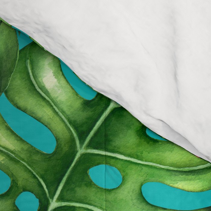 Flamingo birds and tropical garden          watercolor Comforter Gallery Image 4
