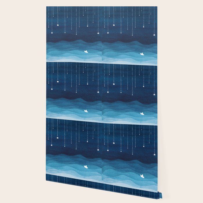 Falling stars, blue, sailboat, ocean Wallpaper Gallery Image 2