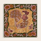 Rooster Painting in Forest Green - Folk Art Style Wood Wall Art Gallery Image 1