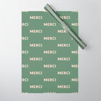Merci French Retro Hand Lettering Wrapping Paper Gallery Image 1