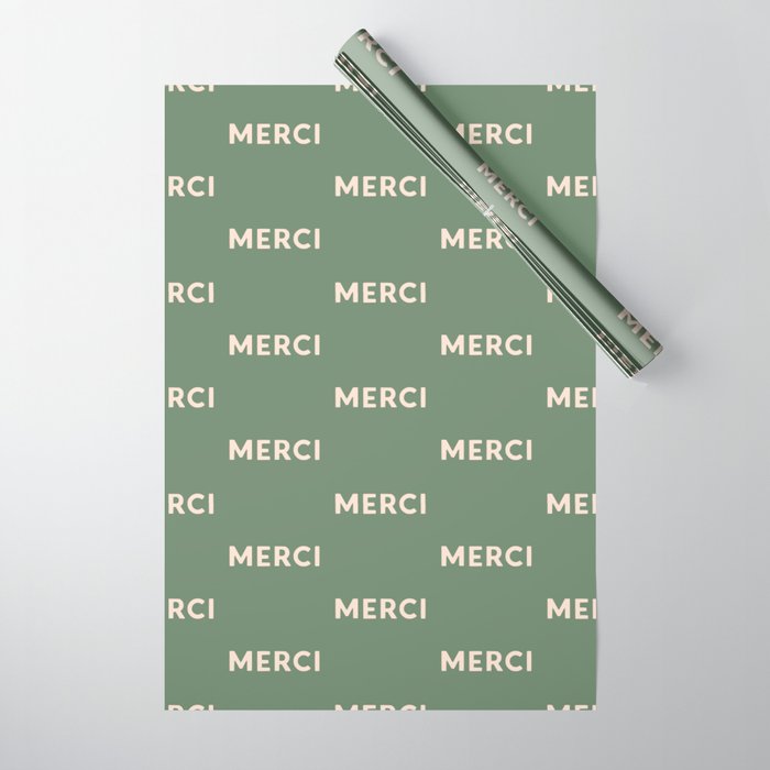 Merci French Retro Hand Lettering Wrapping Paper Gallery Image 1