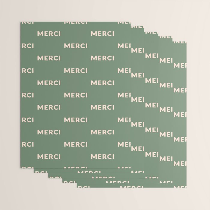Merci French Retro Hand Lettering Wrapping Paper Gallery Image 3