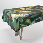 Floral and Birds Vintage Garden Night II Tablecloth Gallery Image 1