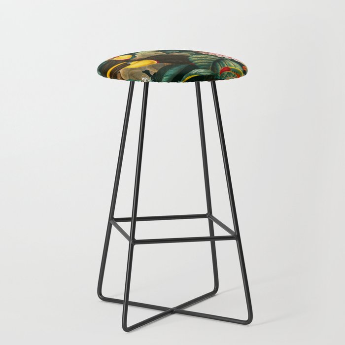 Floral and Birds Vintage Garden Night II Stool Gallery Image 1