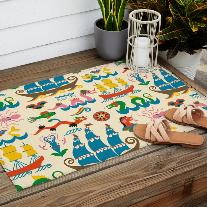 Mythical Sea Creatures - Ocean Monsters Outdoor Rug Gallery Image 2
