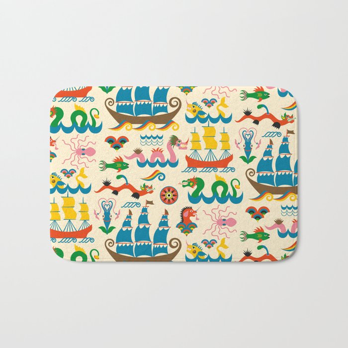 Mythical Sea Creatures - Ocean Monsters Bath Mat Gallery Image 1