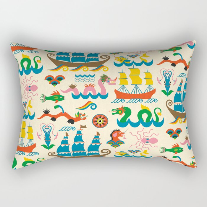 Mythical Sea Creatures - Ocean Monsters Rectangular Pillow Gallery Image 2