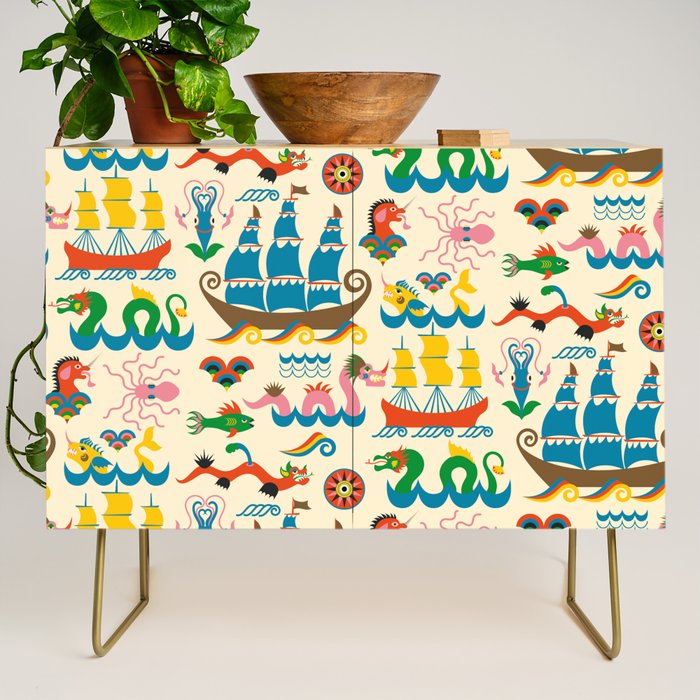 Mythical Sea Creatures - Ocean Monsters Credenza Gallery Image 1