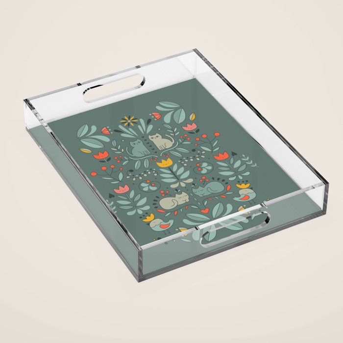 Swedish Folk Cats Acrylic Tray Gallery Image 1