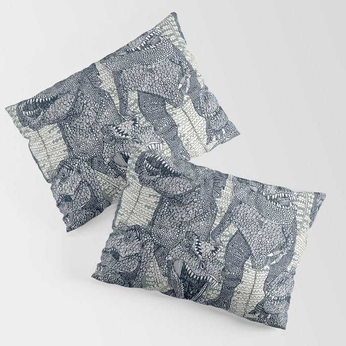 Tyrannosaurus rex indigo Pillow Sham Gallery Image 1