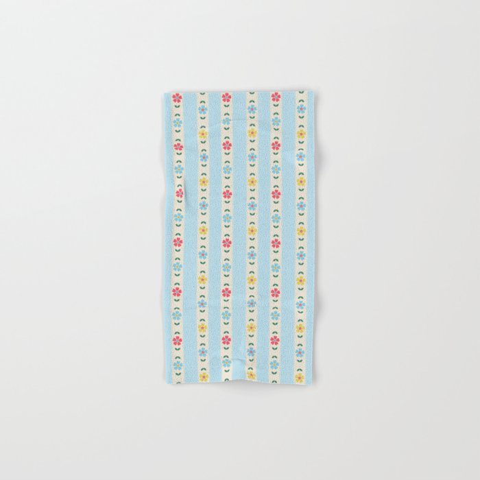 Granny Style Vintage Florals And Light Blue Stripes Bath Towel Gallery Image 1