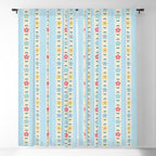 Granny Style Vintage Florals And Light Blue Stripes Window Curtain Gallery Image 5