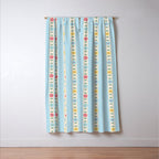 Granny Style Vintage Florals And Light Blue Stripes Window Curtain Gallery Image 3