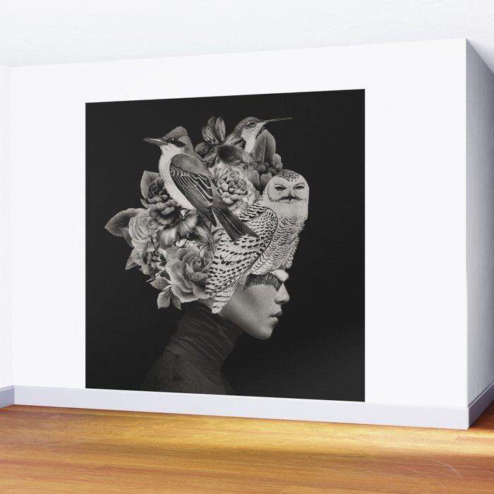 Lady with Birds(portrait) Wall Mural Gallery Image 2