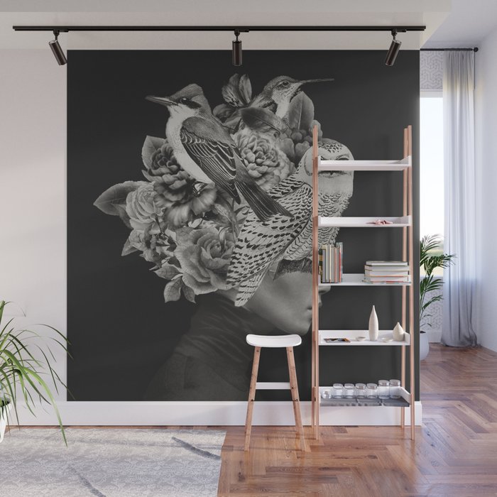 Lady with Birds(portrait) Wall Mural Gallery Image 1