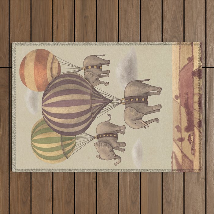 Flight of The Elephants Outdoor Rug Gallery Image 1