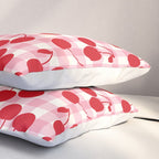 Red Cherries & Blush Pink Gingham Pillow Sham Gallery Image 3
